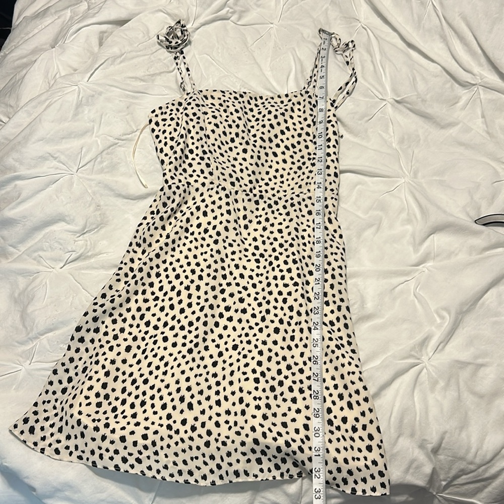 GB Medium Juniors Strappy White Cream Polka Dot Dress Mini Dress - Picture 14 of 16